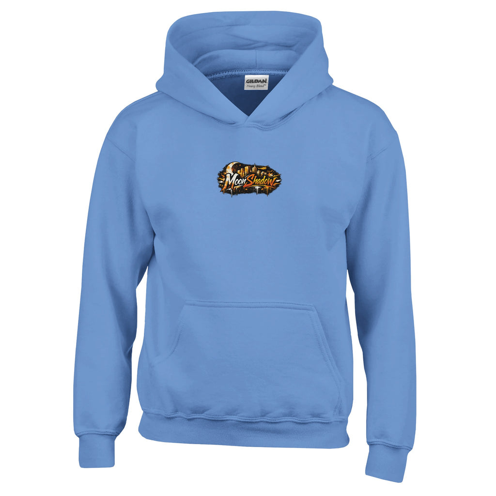 Light blue hoodie with a logo on the chest against a white background