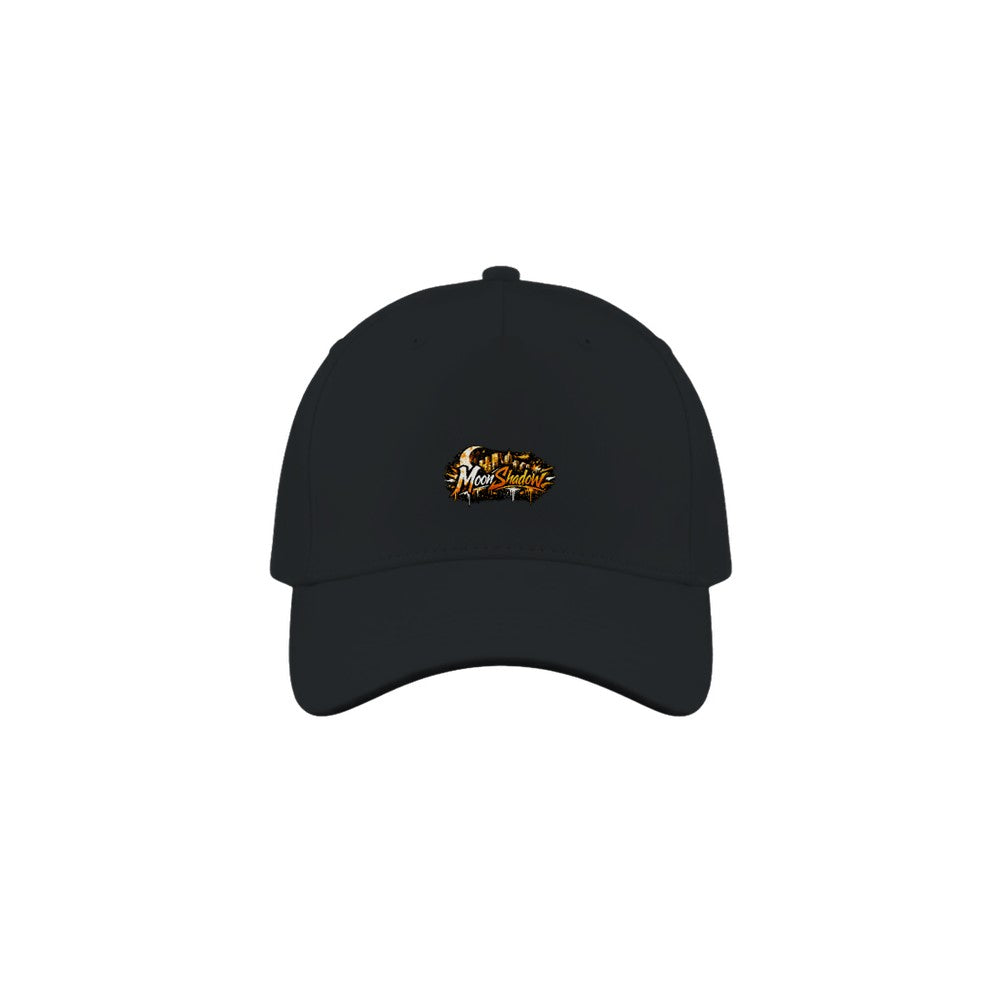 Black cap with a logo on a white background