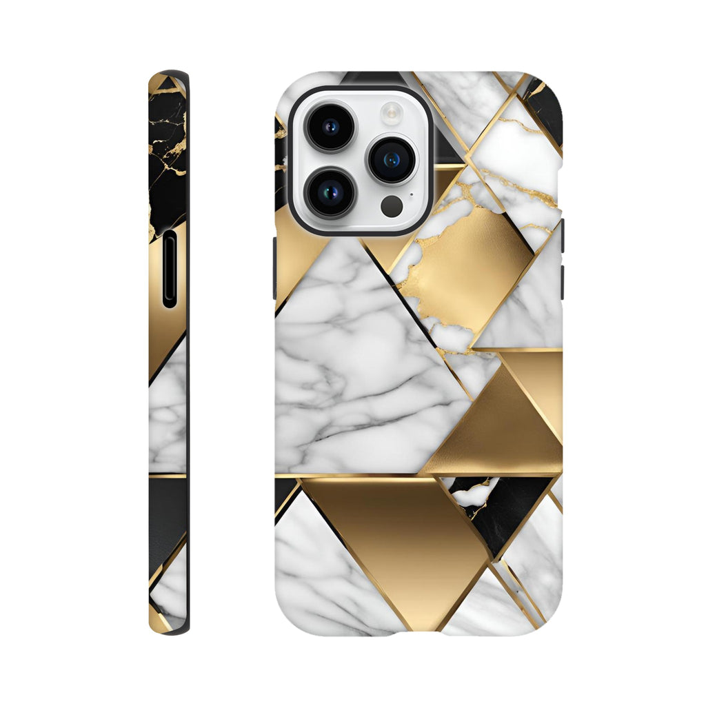 Gold leaf marble pattern phone case with glossy finish