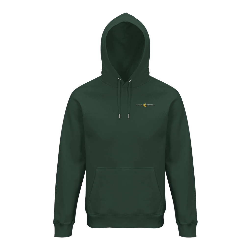 Green hoodie with a logo on a white background