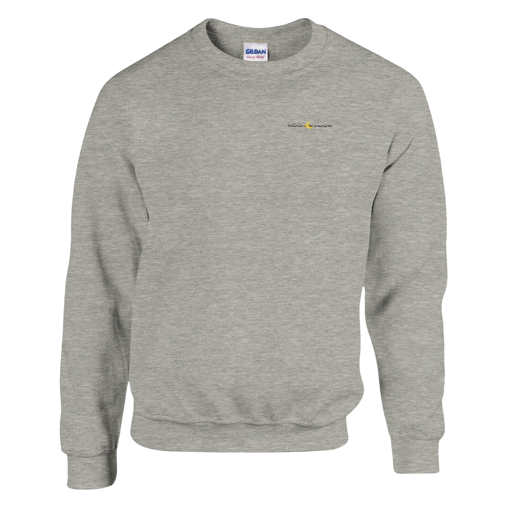 light grey sweatshirt with a small logo on a white background