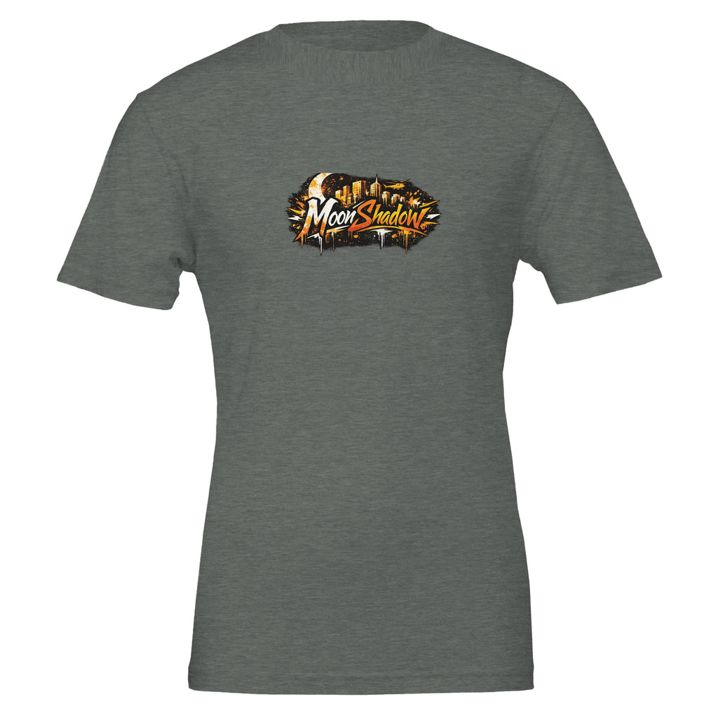 Gray t-shirt with 'Moon Shadow' logo on a white background