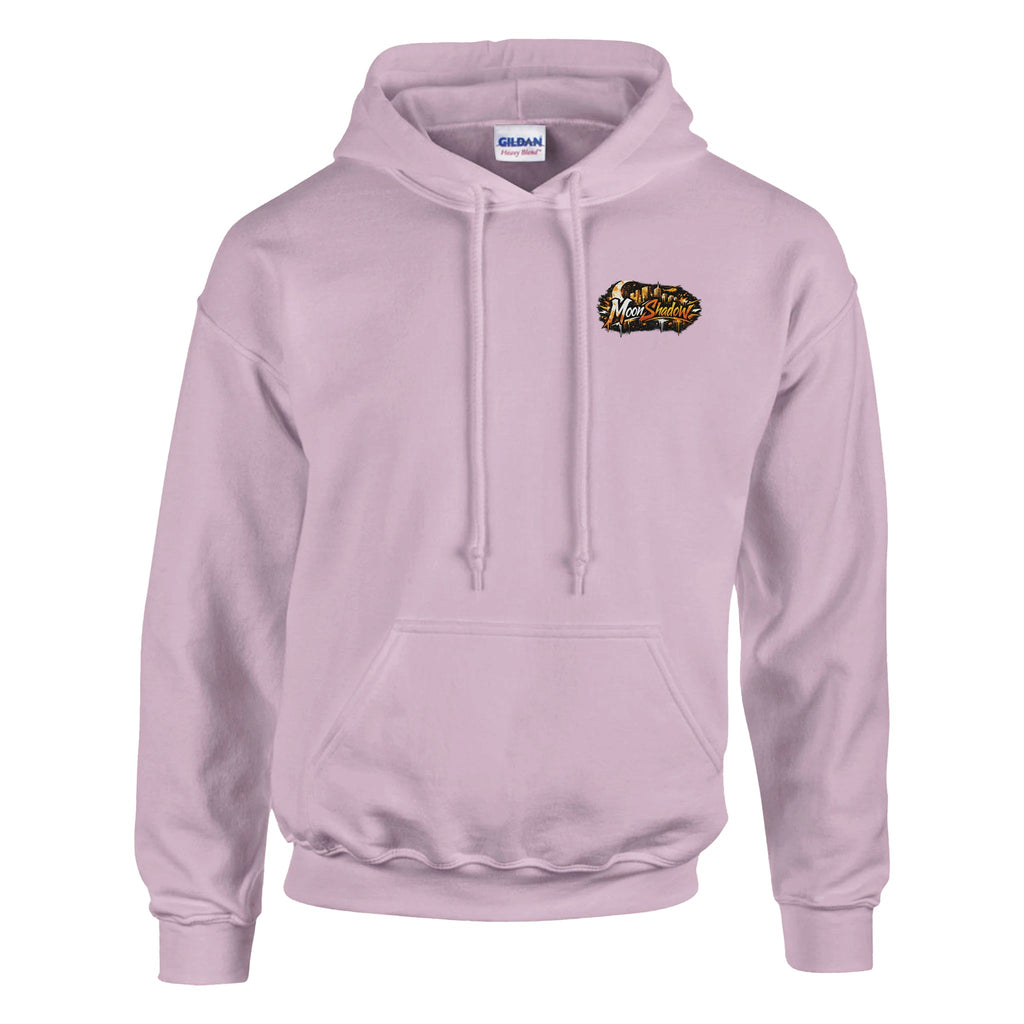 Light purple hoodie with a logo on the chest against a white background