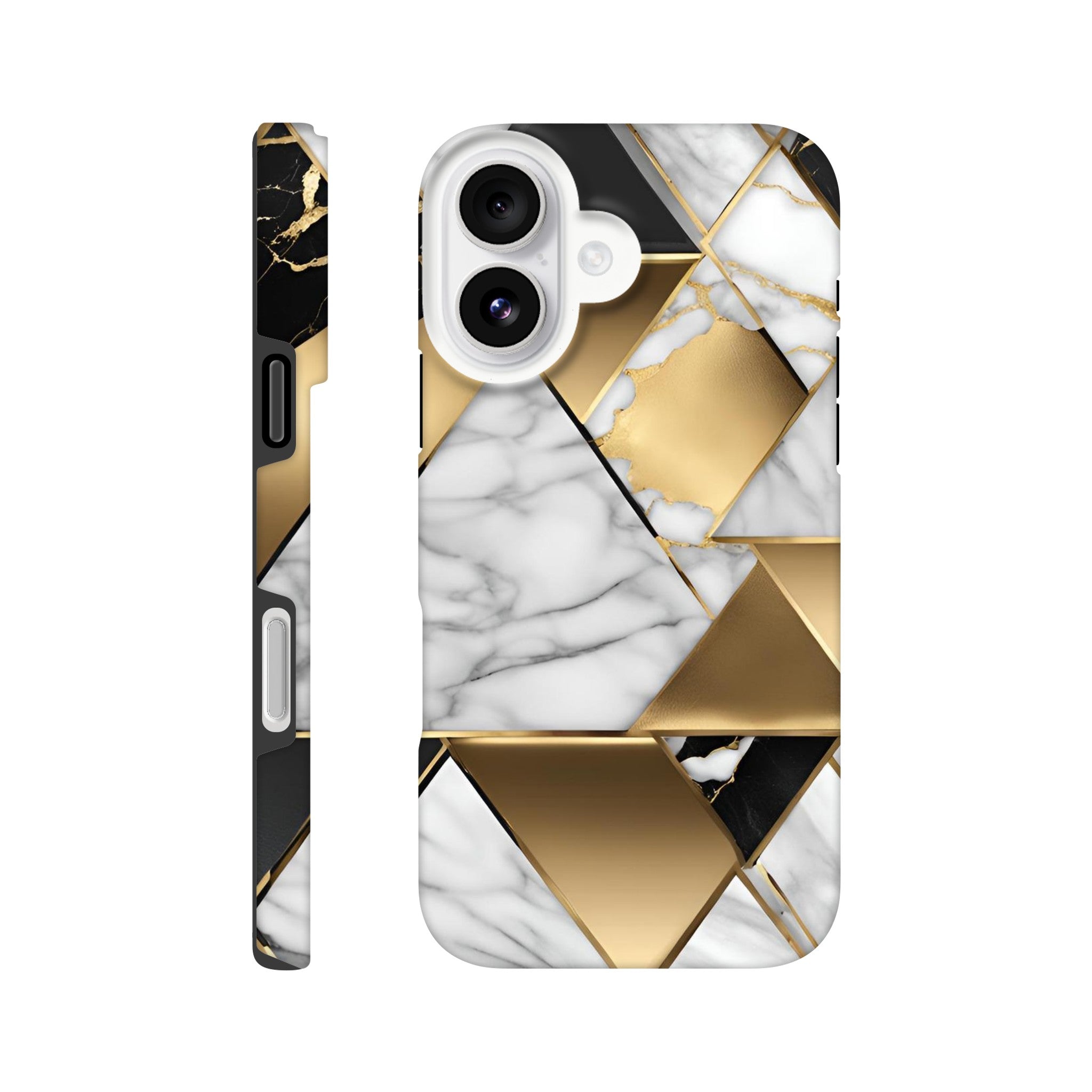 Gold leaf marble pattern phone case with glossy finish