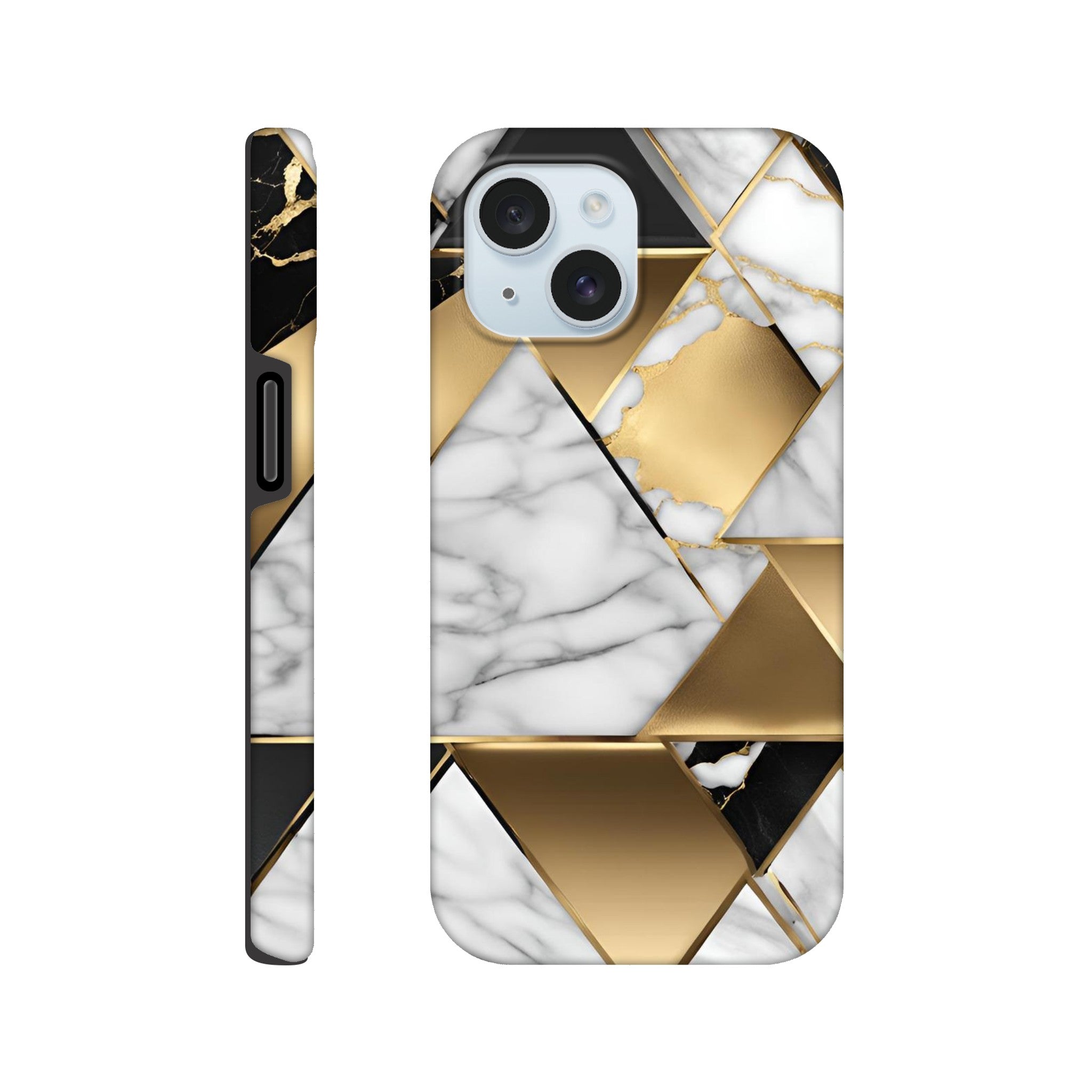 Gold leaf marble pattern phone case with glossy finish