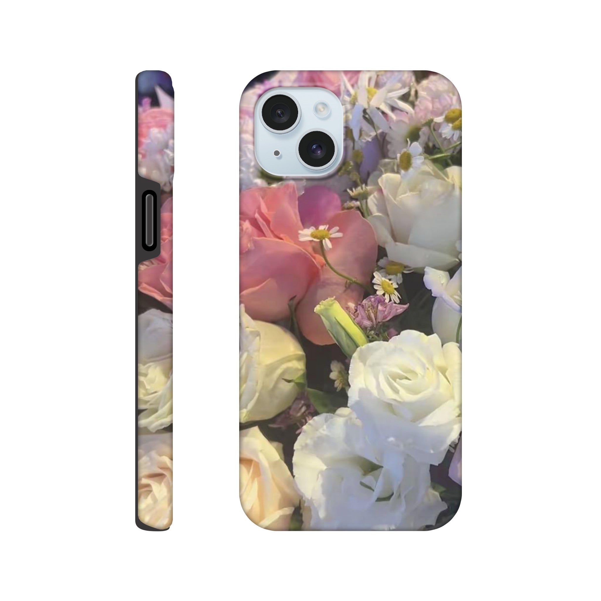 Phone case with floral design on a white background