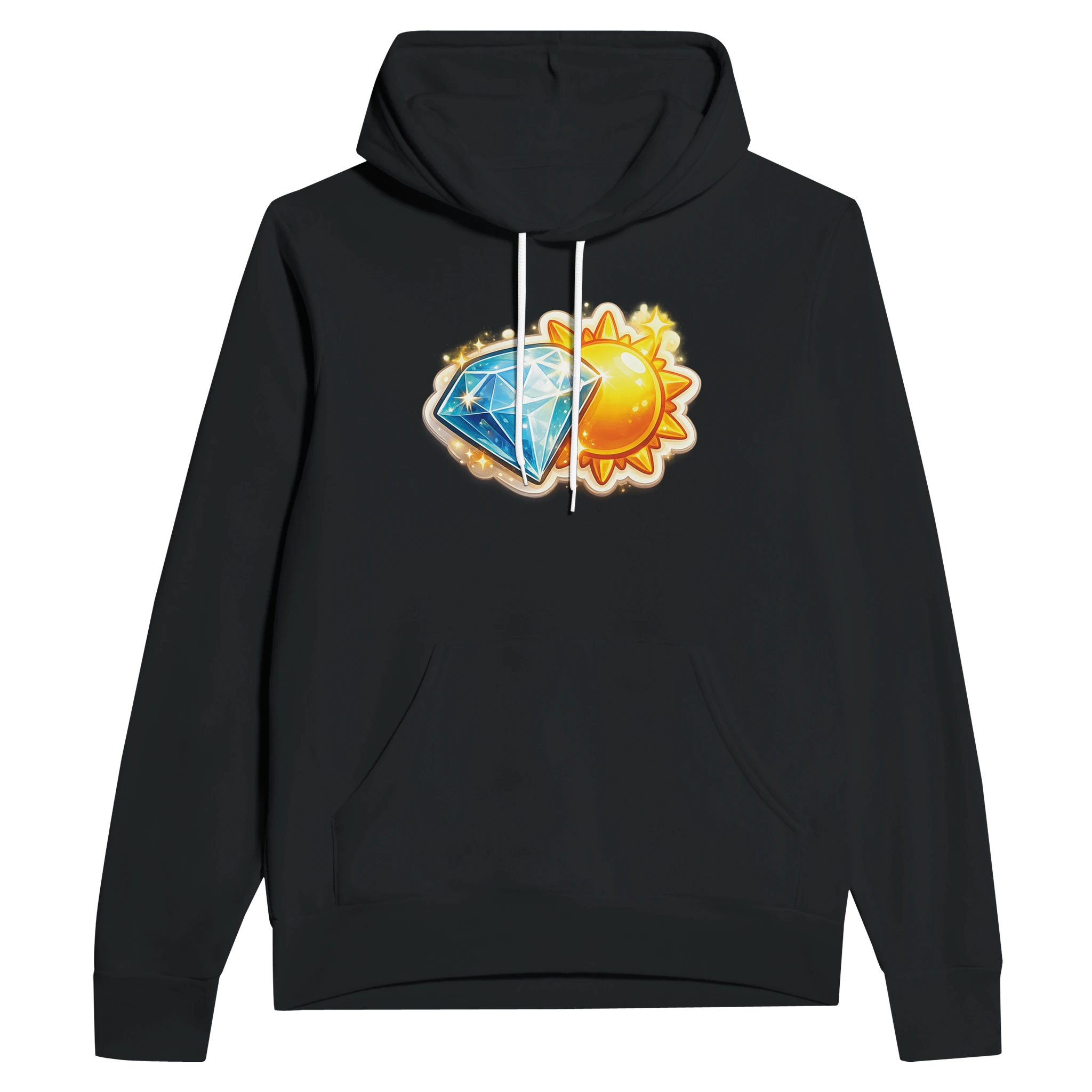Comfortable unisex hoodie featuring Diamond & Sun artwork