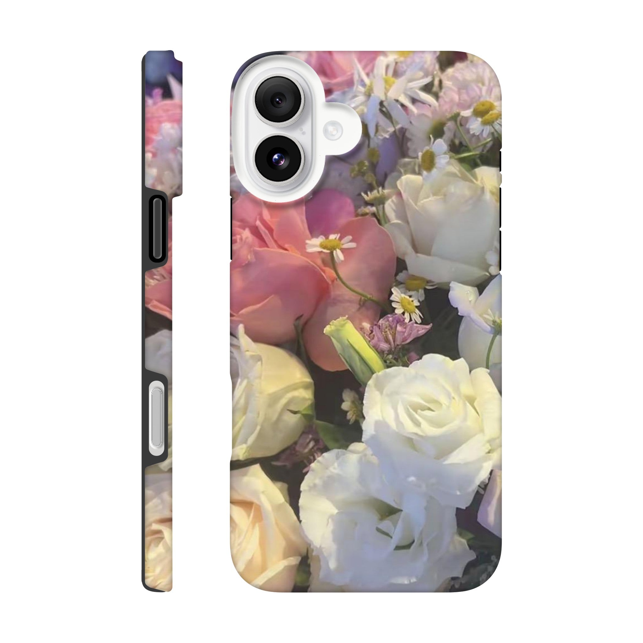 Phone case with floral design on a white background
