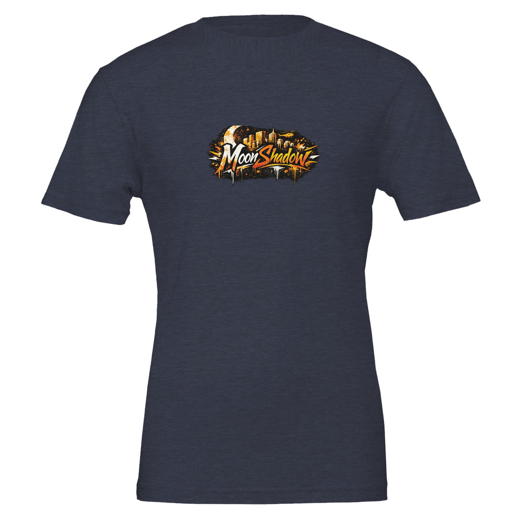 Navy blue t-shirt with 'MoonShade' logo on a white background