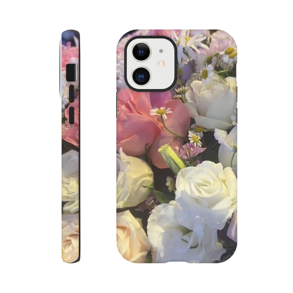Phone case with floral design on a white background