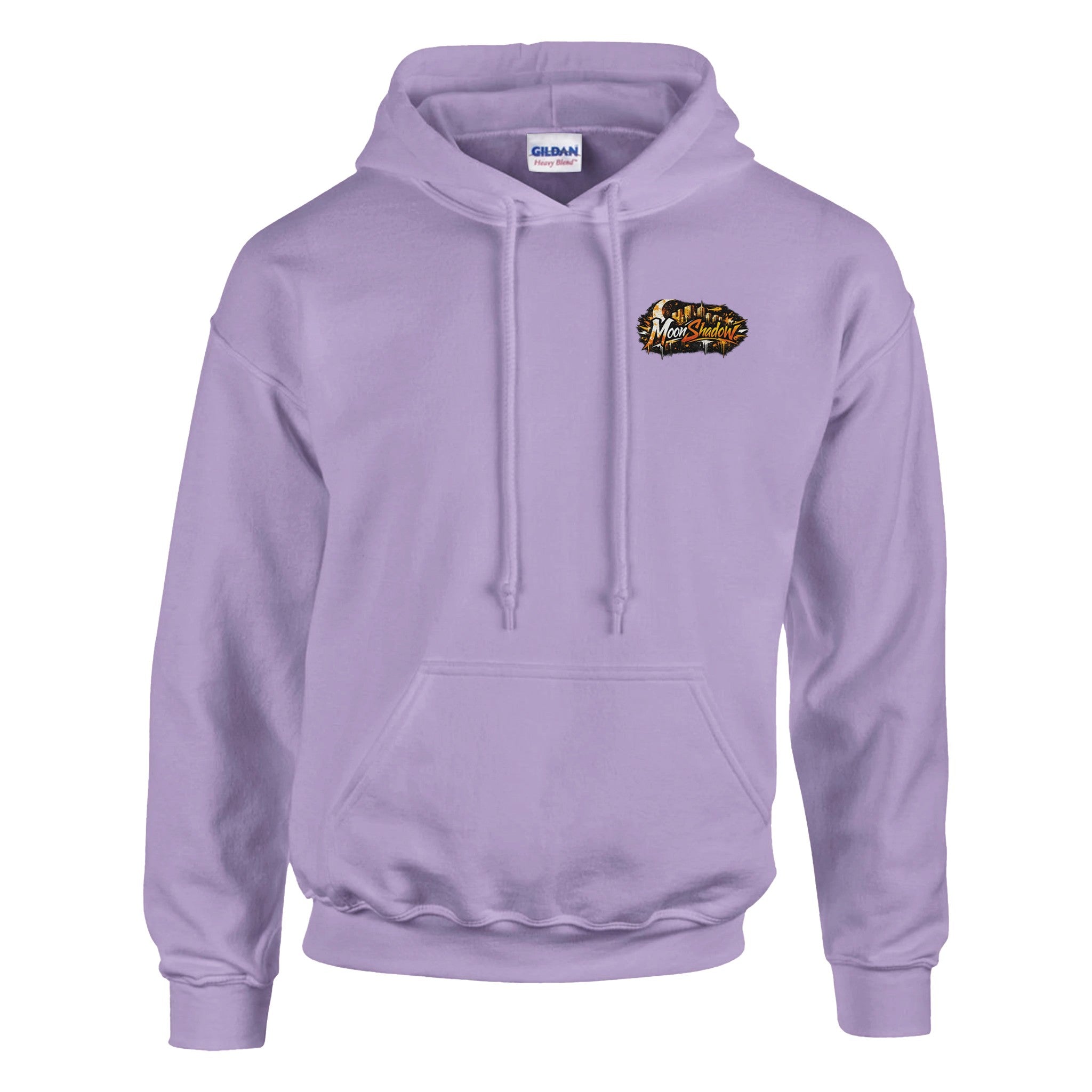 Purple hoodie with a logo on the chest against a white background