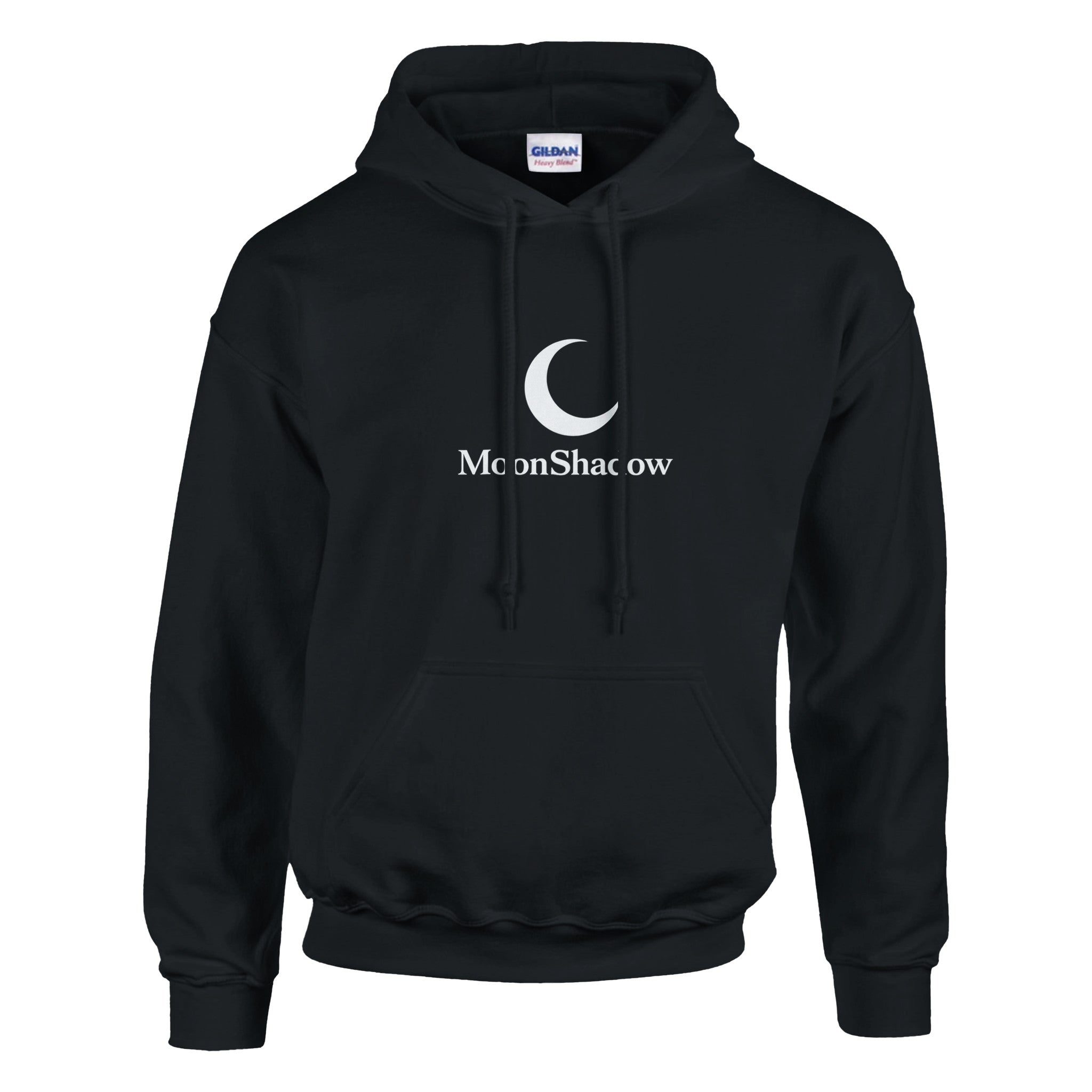 Navy blue hoodie with graphic design on a white background