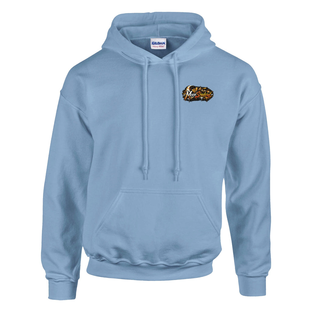 Light blue hoodie with a logo on the chest against a white background