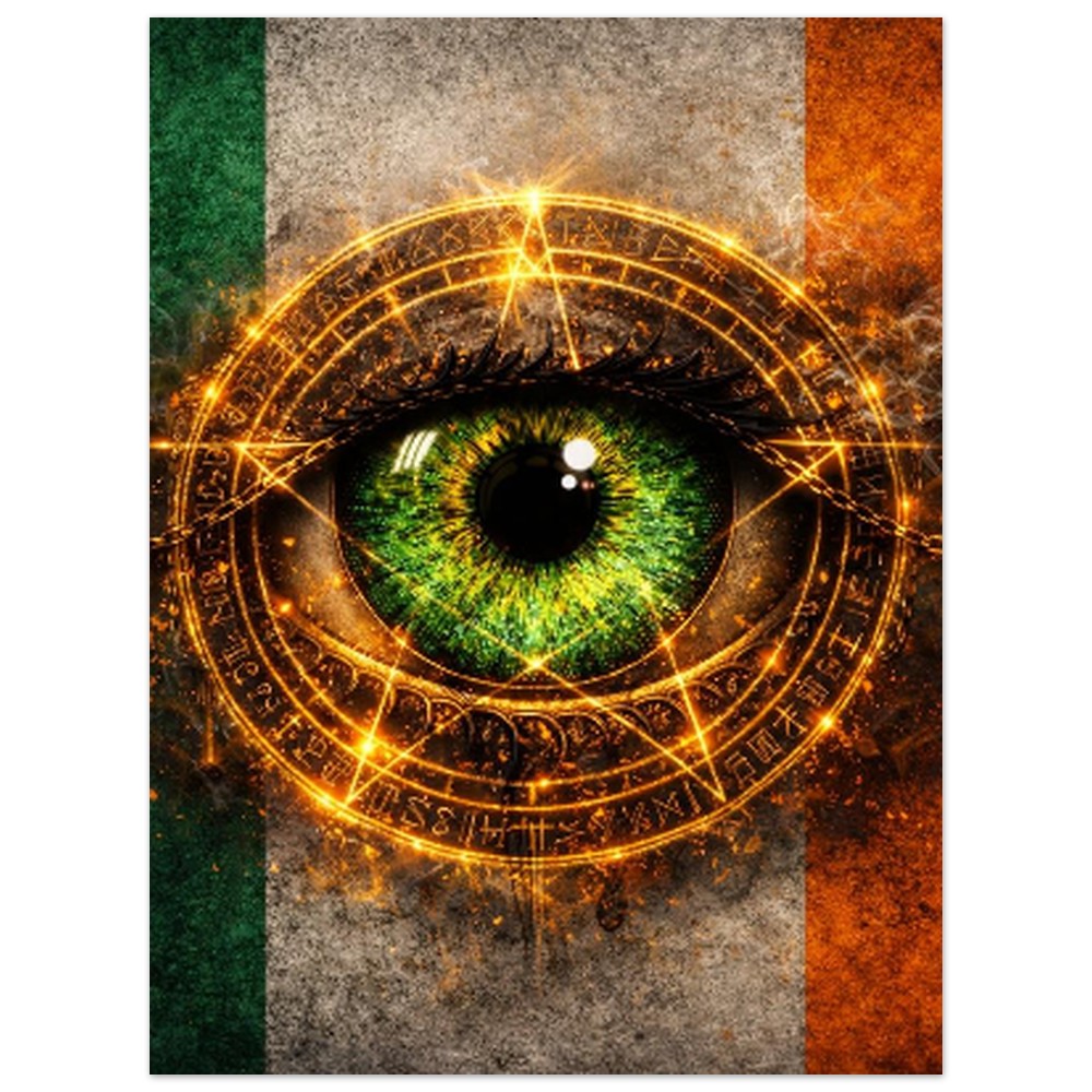 eye design work green and gold
