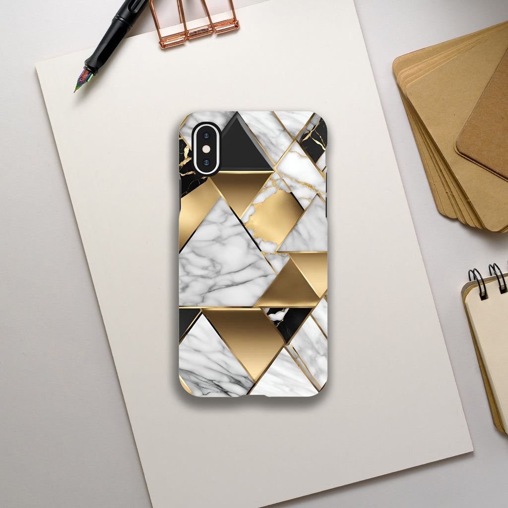 Gold leaf marble pattern phone case with glossy finish