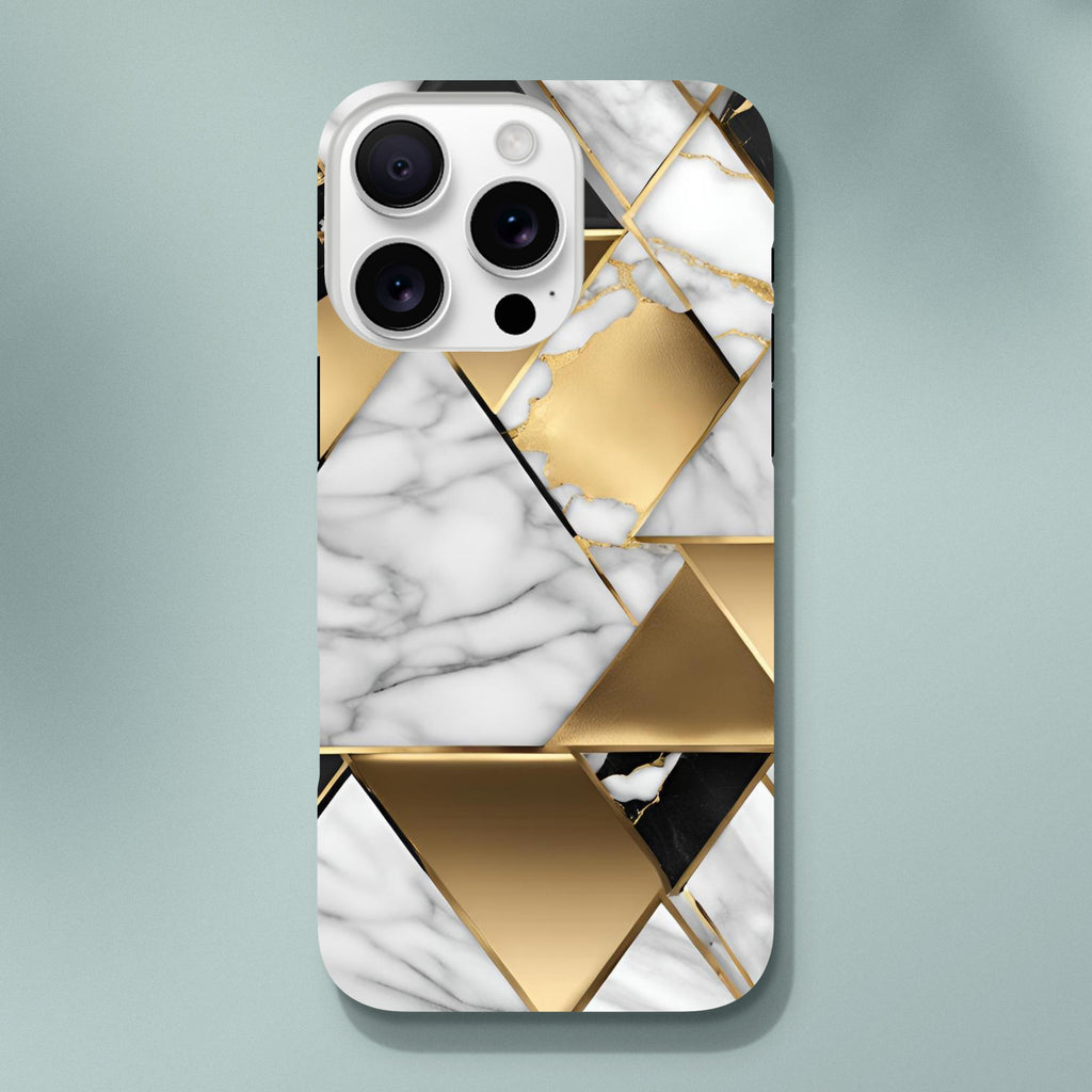 Gold leaf marble pattern phone case with glossy finish