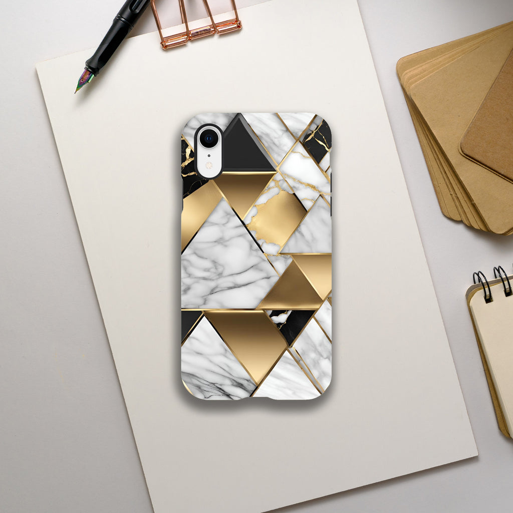 Gold leaf marble pattern phone case with glossy finish