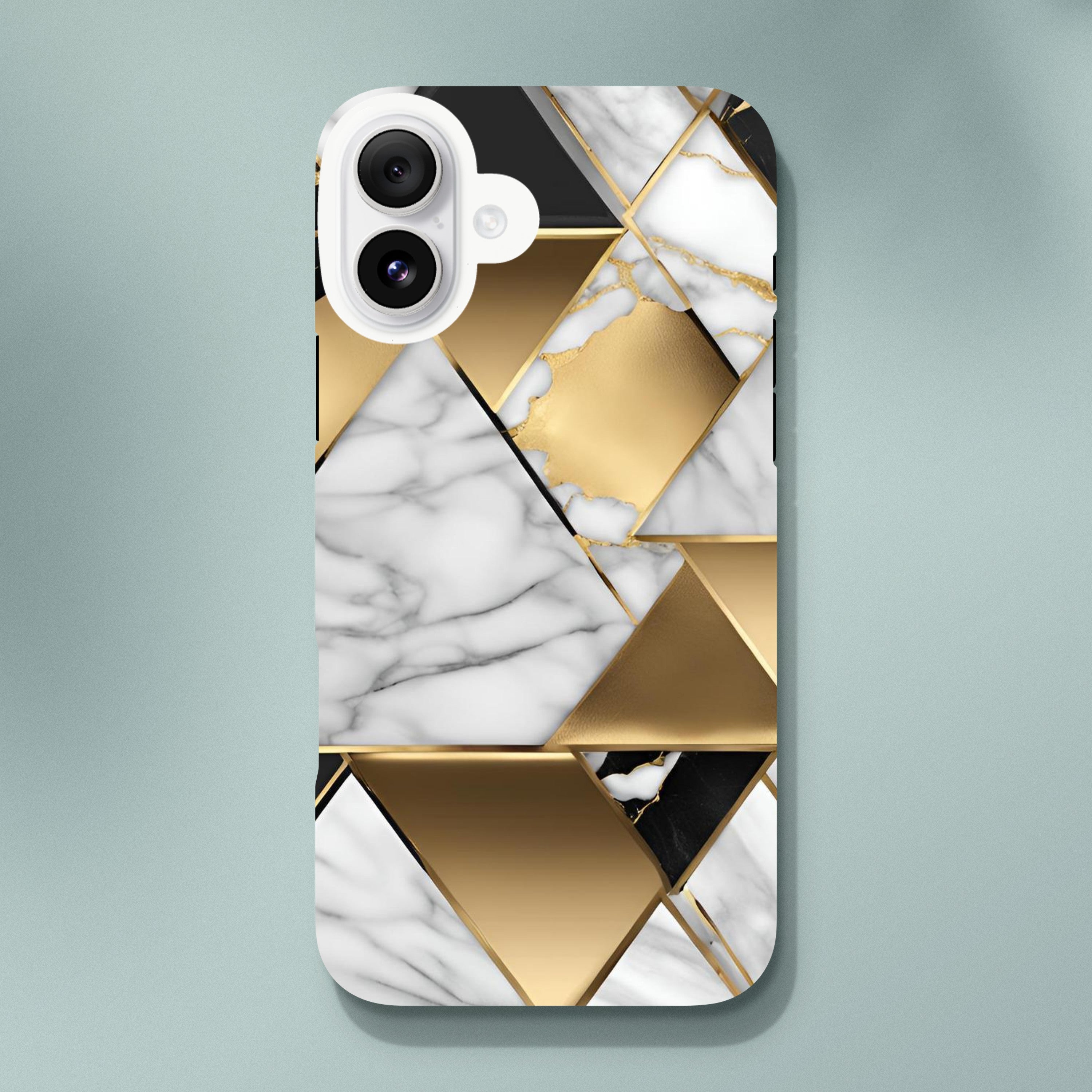 Gold leaf marble pattern phone case with glossy finish