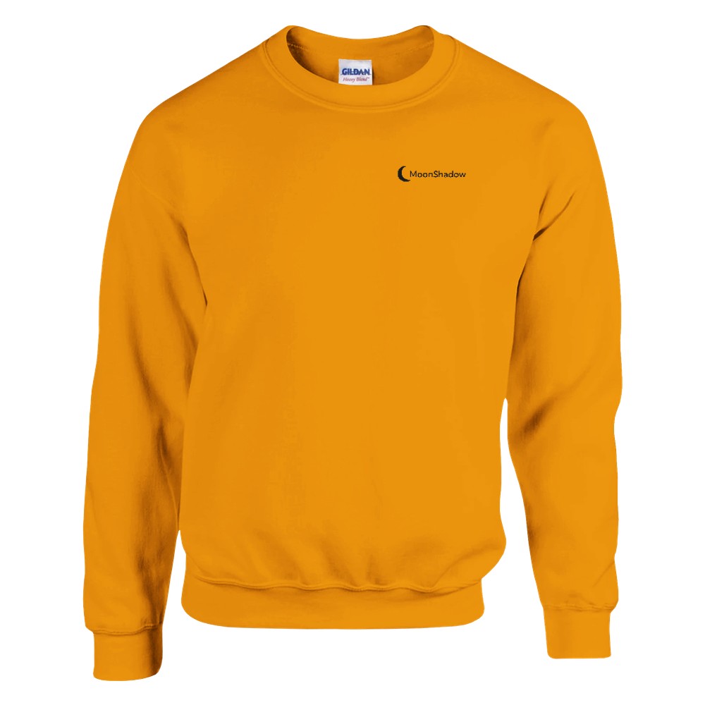 Yellow sweatshirt with a logo on a white background