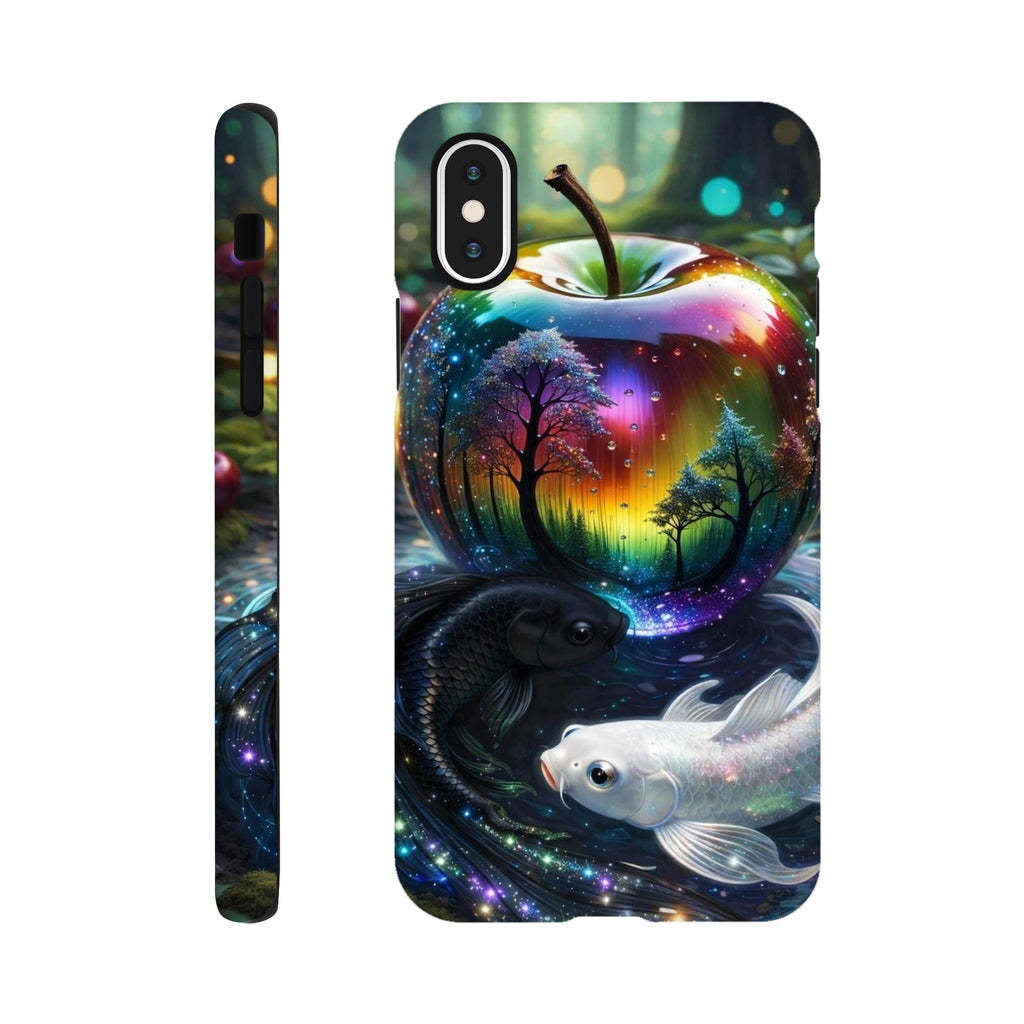 Glass apple and fish phone case with glossy finish