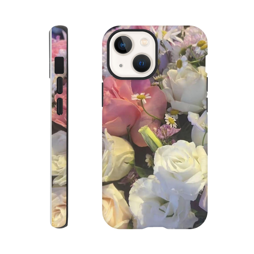 Phone case with floral design on a white background