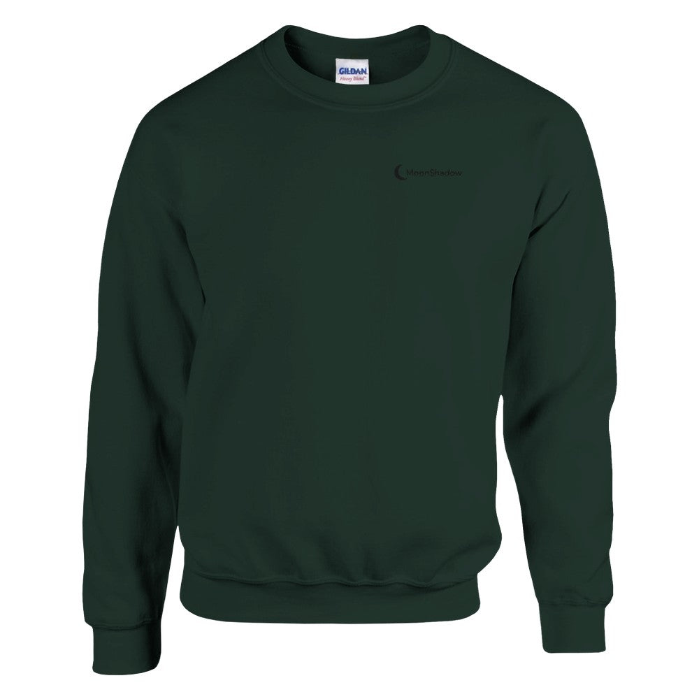 Green sweatshirt with a small logo on a white background