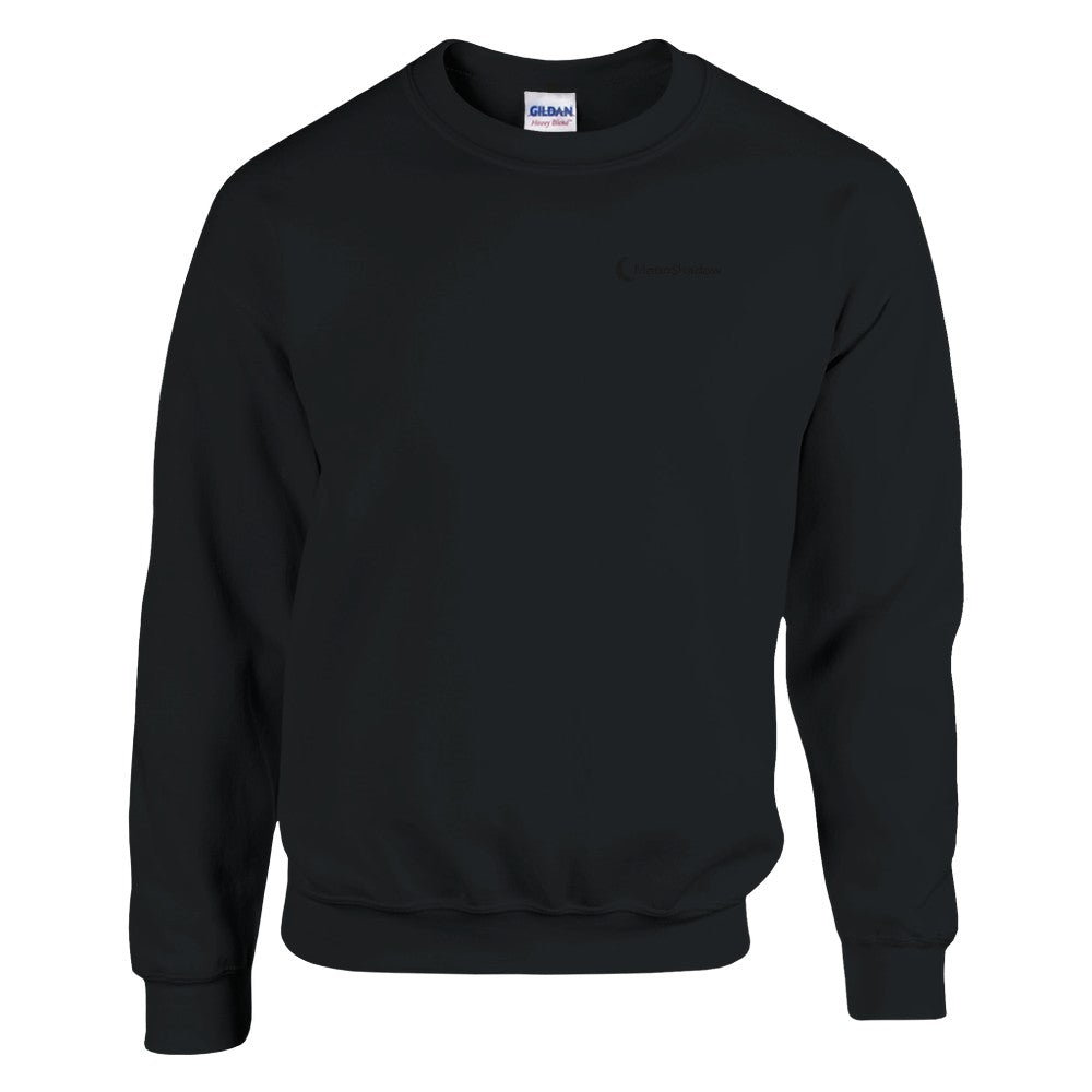 Black sweatshirt with text on a white background