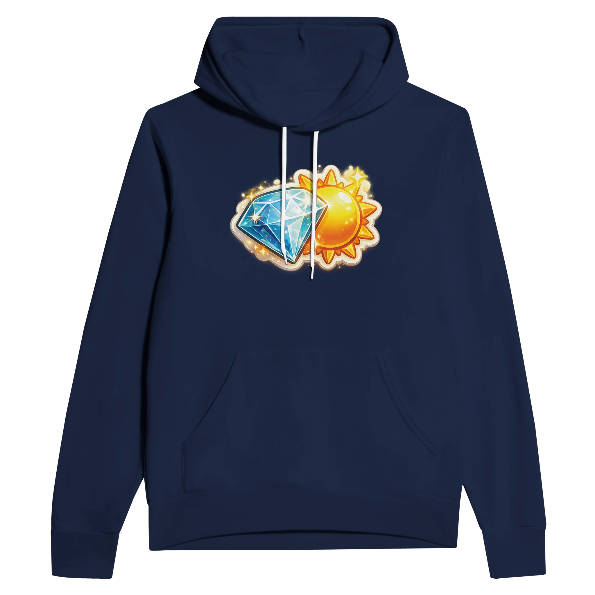 Comfortable unisex hoodie featuring Diamond & Sun artwork
