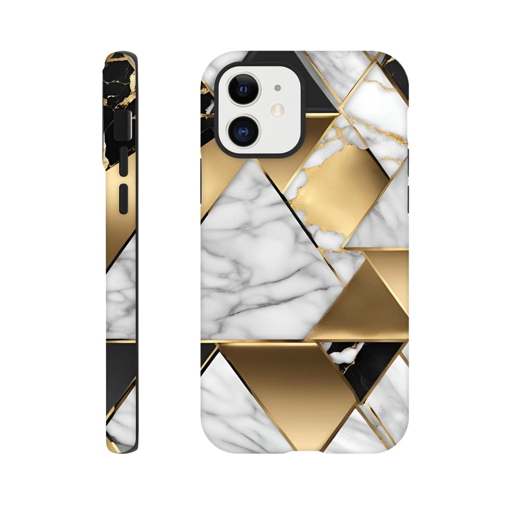 Gold leaf marble pattern phone case with glossy finish