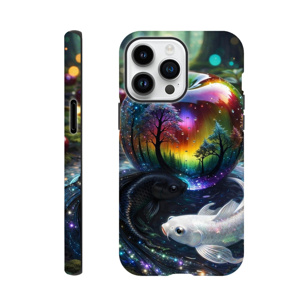 Glass apple and fish phone case with glossy finish