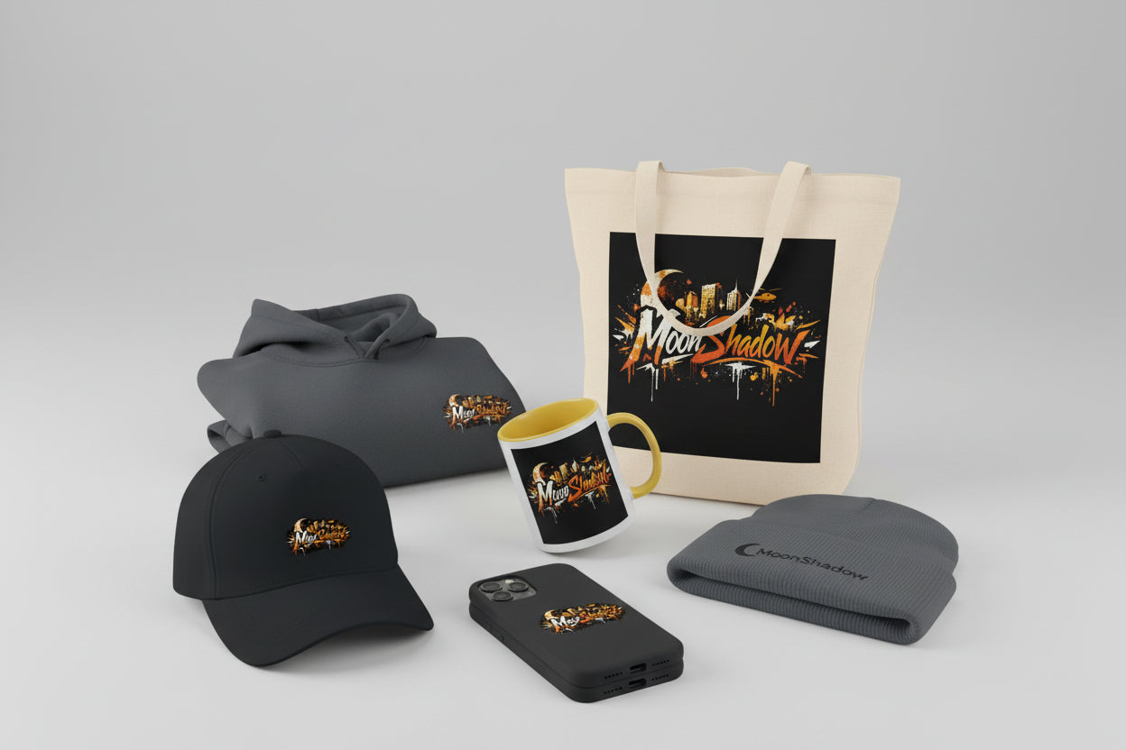 Gray hoodie with a logo on the chest against a white background